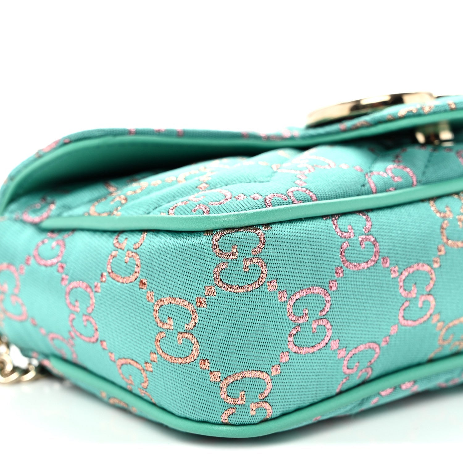 Jacquard Super Mini GG Marmont Shoulder Bag Green
