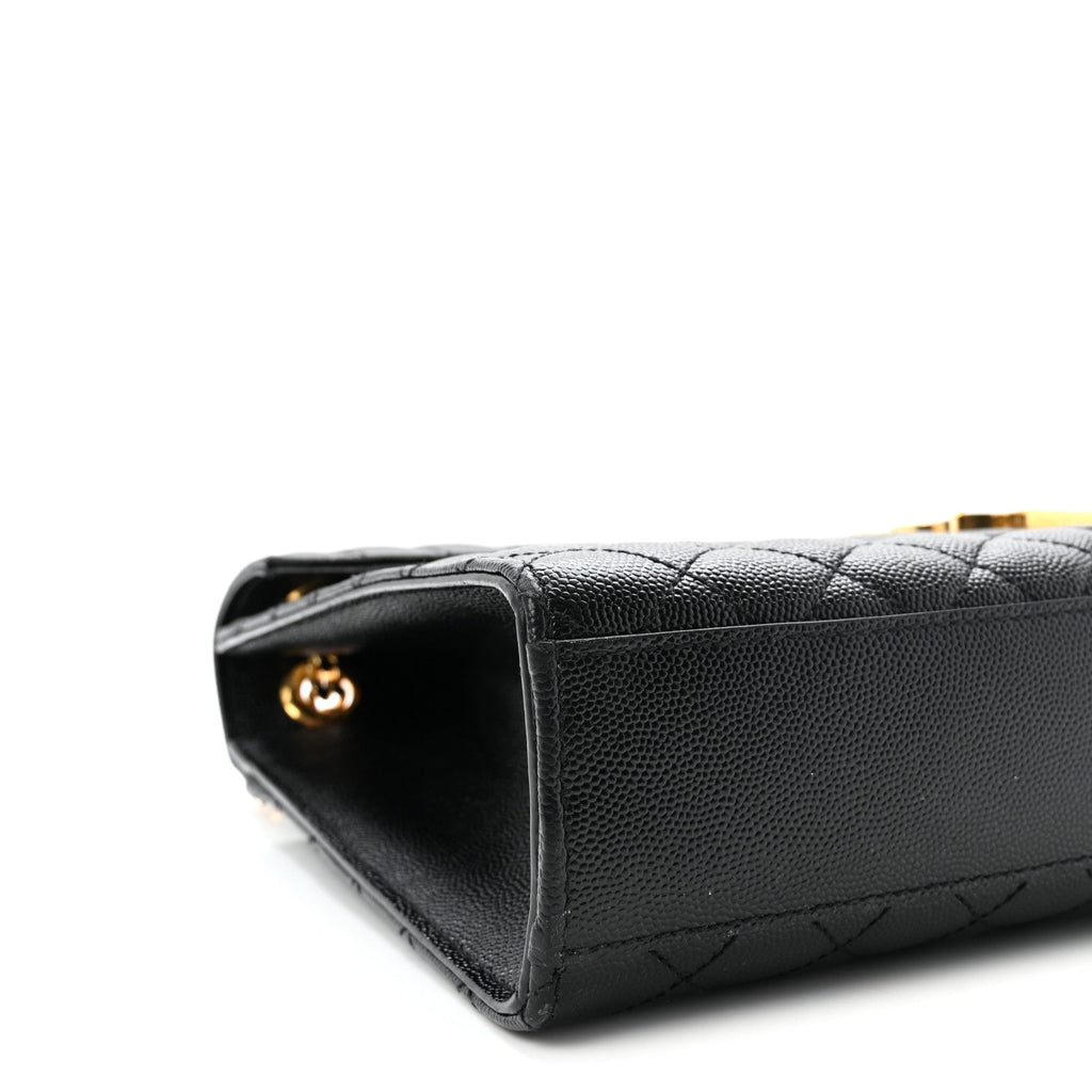 Grain De Poudre Textured Mixed Matelasse Large Triquilt Monogram Satchel Black