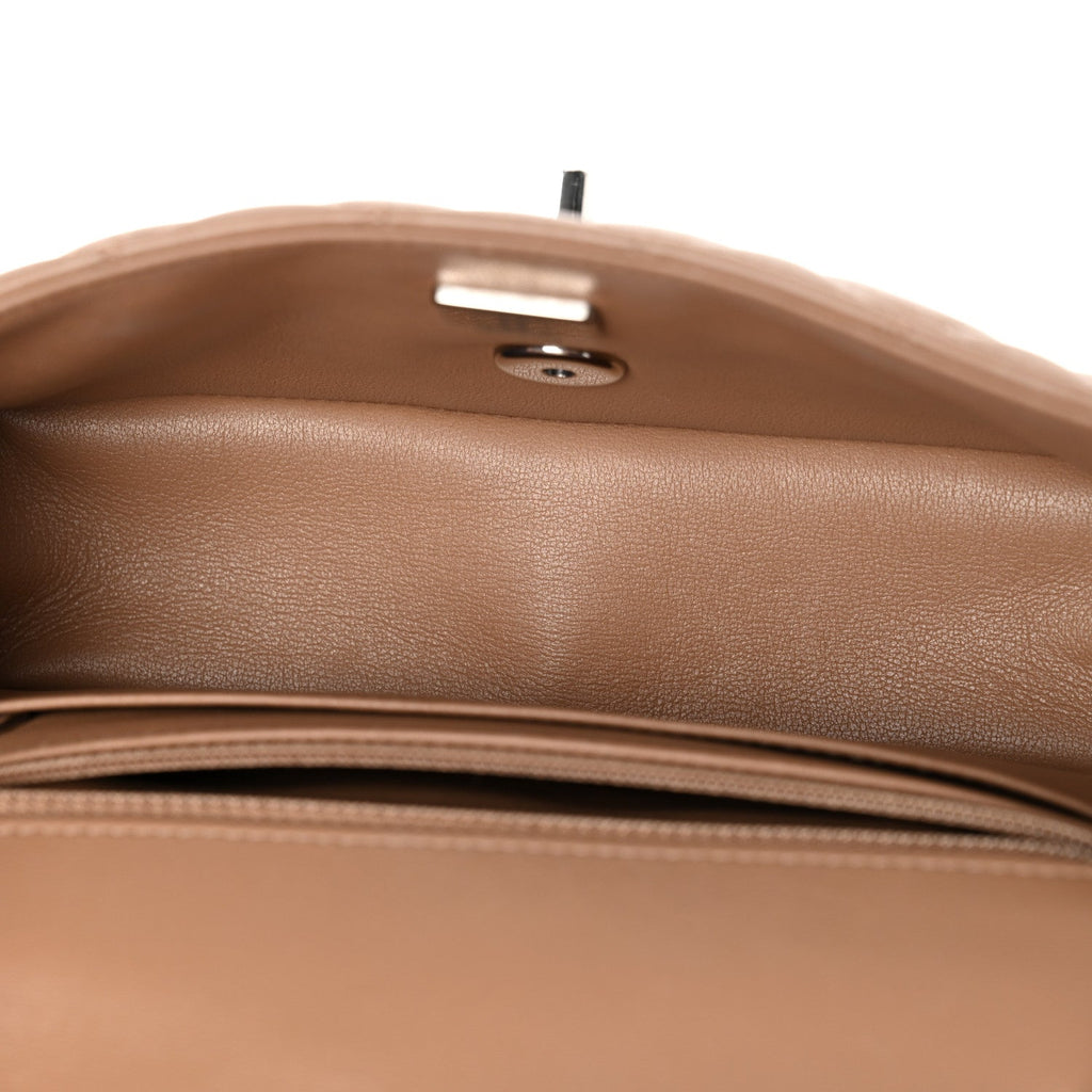 Lambskin Quilted Mini Rectangular Flap Beige