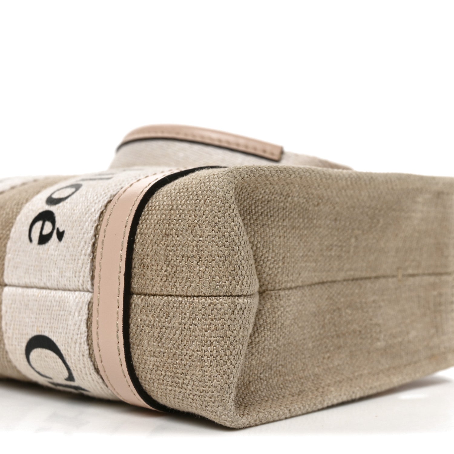 Linen Calfskin Mini Woody Ribbon Tote Cement Pink