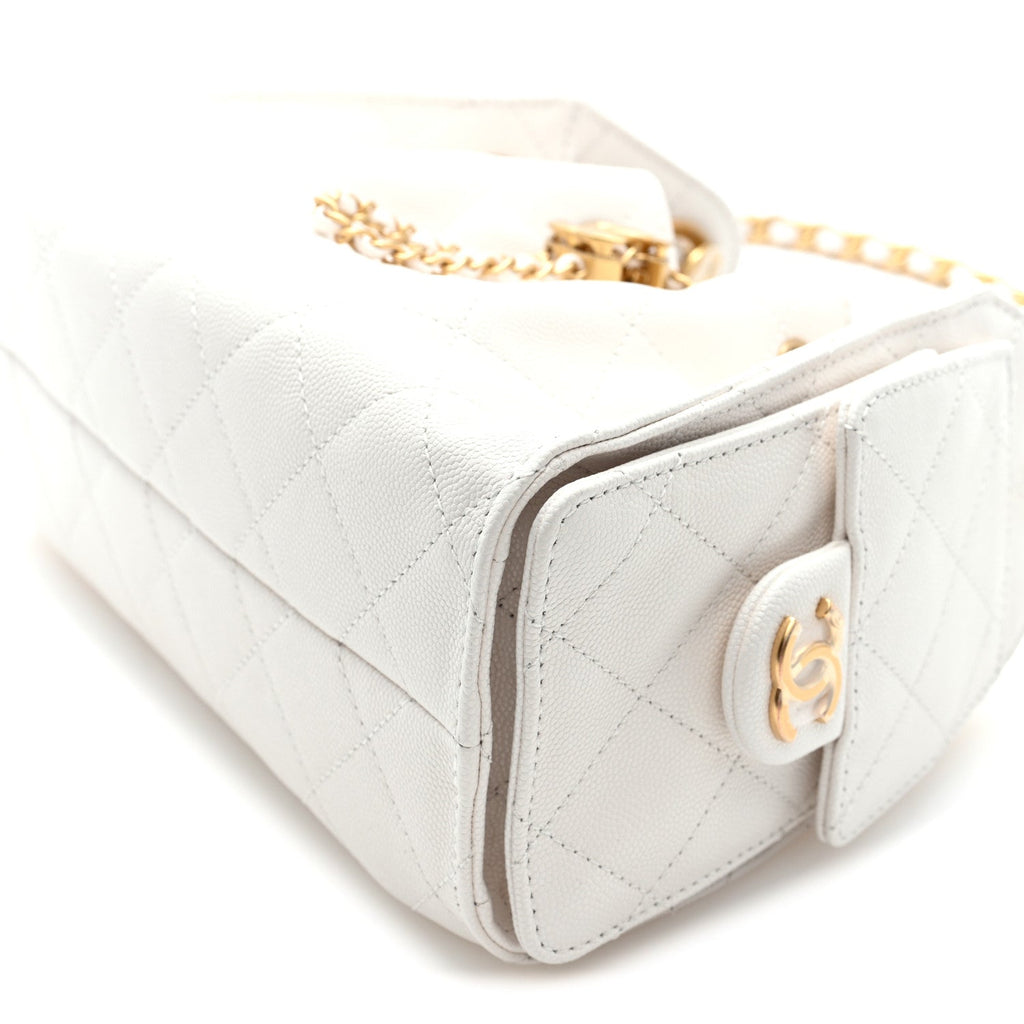 Caviar Quilted Mini Chanel 25 Handbag White