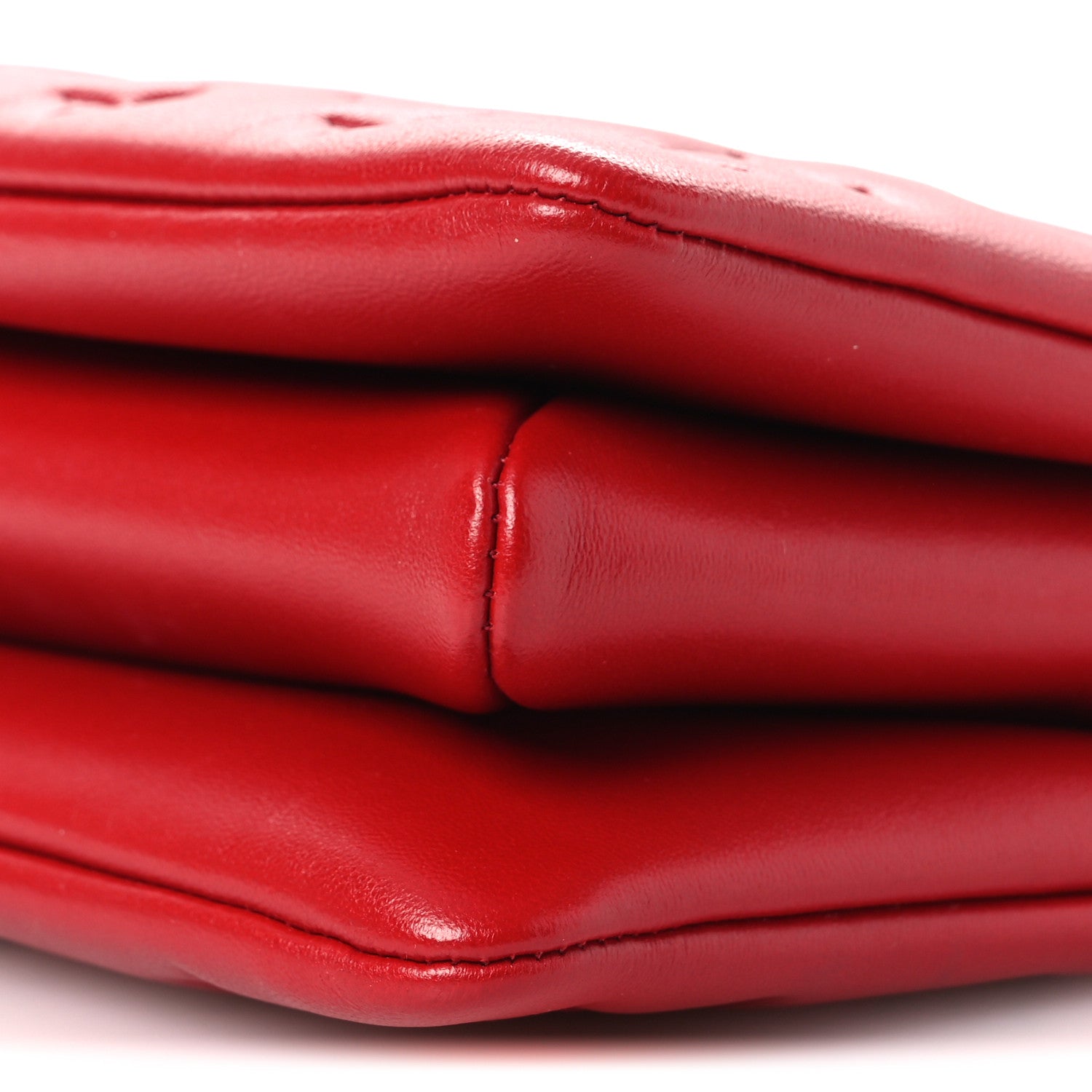 Mother of Pearl Lambskin Embossed Monogram Coussin BB Red Green