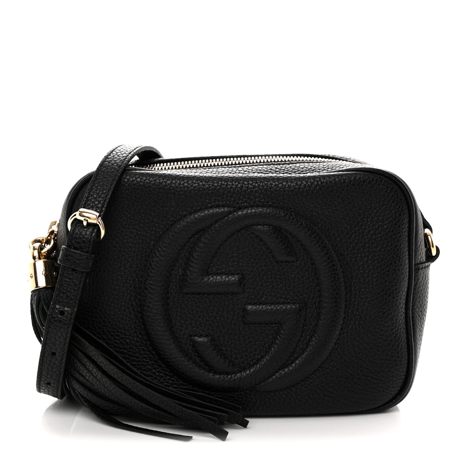 Pebbled Calfskin Soho Disco Bag Black