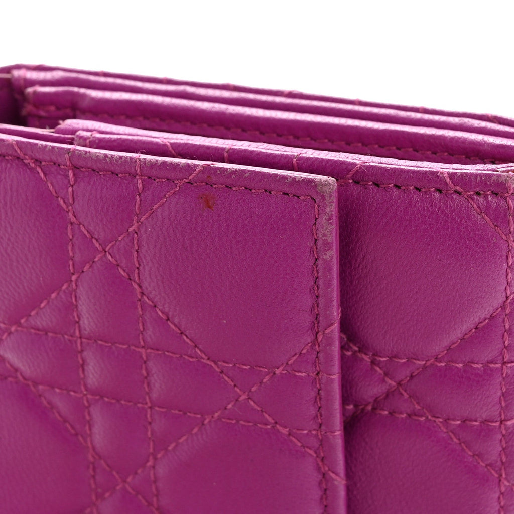 Lambskin Cannage Miss Dior Chain Wallet Dark Pink