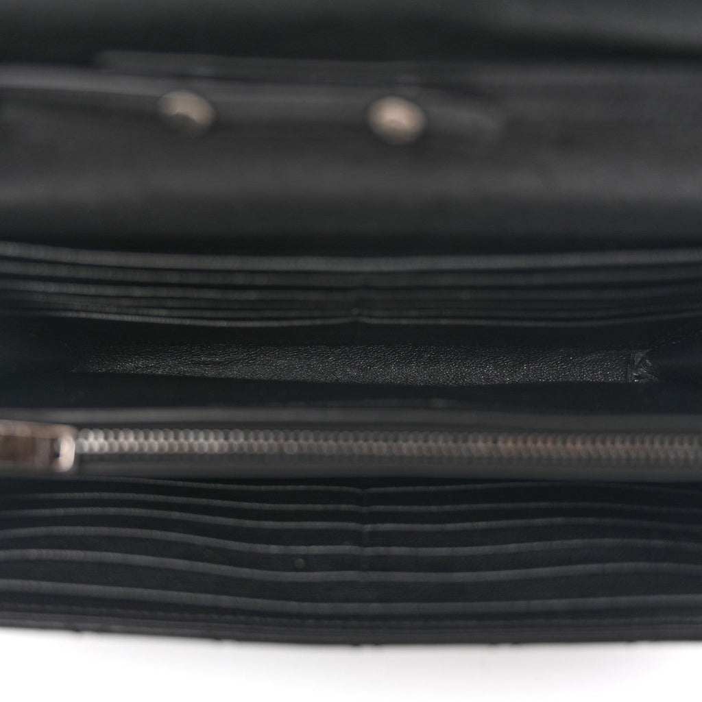 Sheepskin Tri-Quilt Monogram Envelope Chain Wallet Black