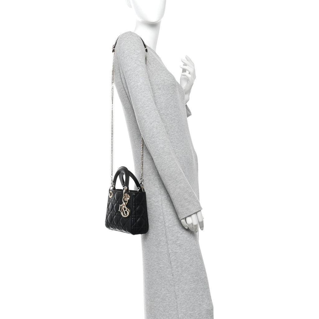 Lambskin Cannage Mini Lady Dior Black