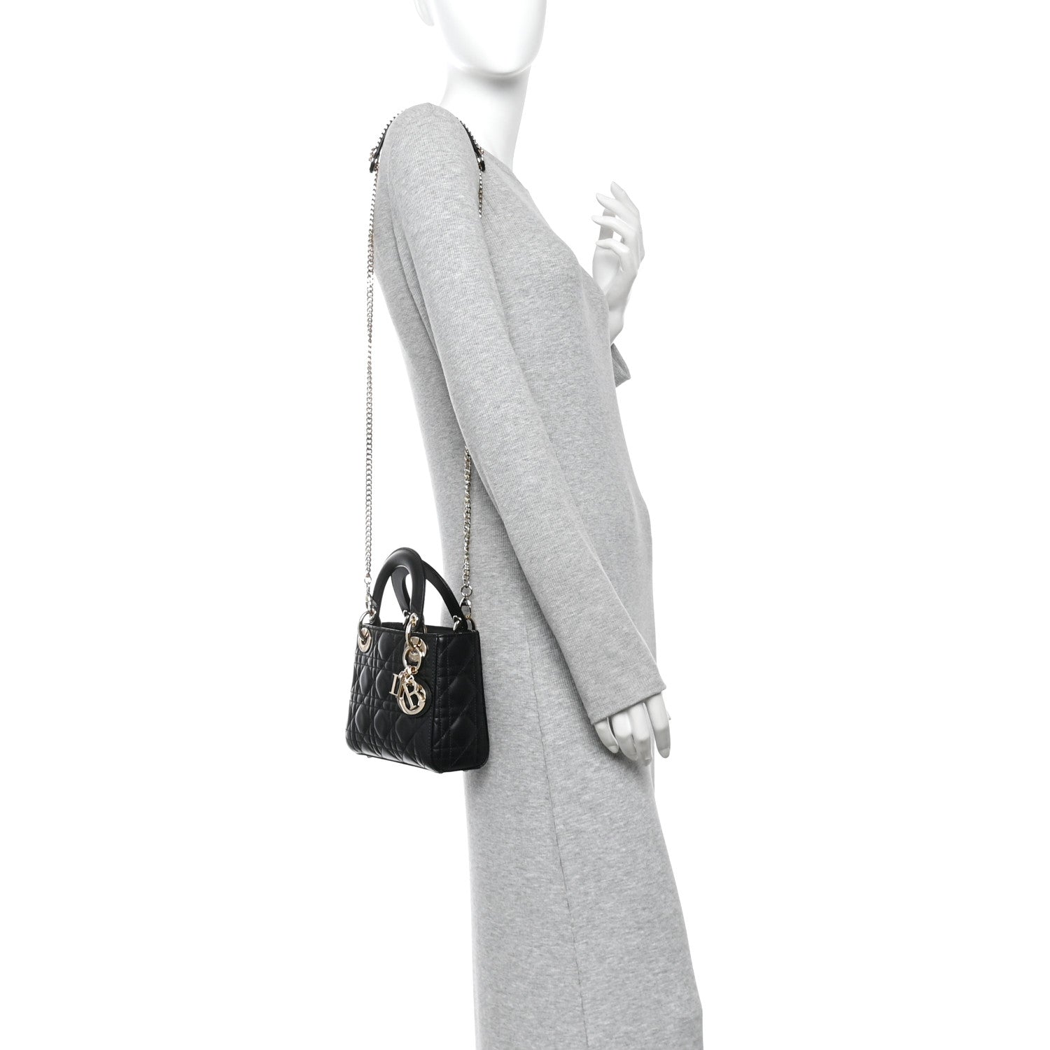 Lambskin Cannage Mini Lady Dior Black