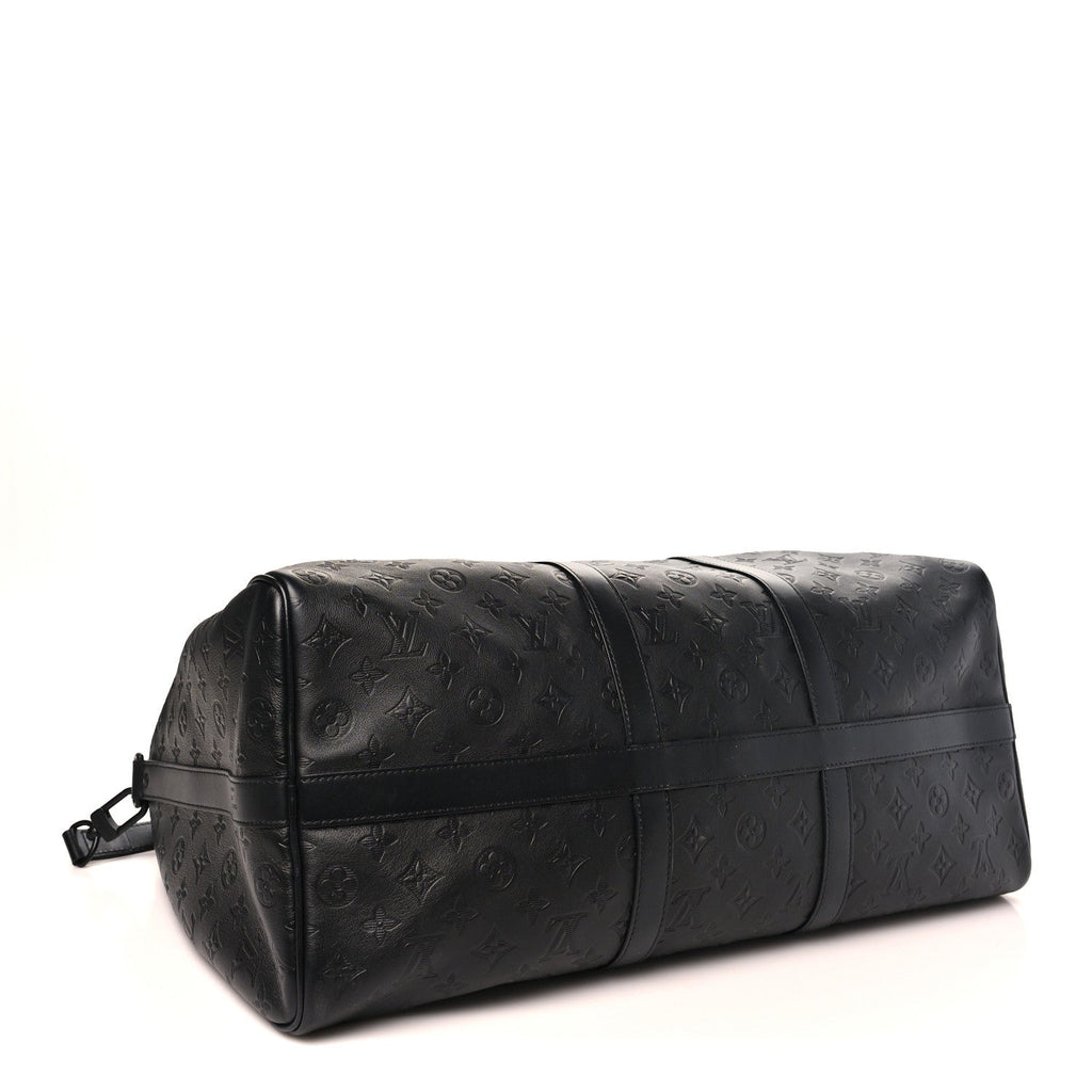 Calfskin Shadow Monogram Keepall Bandouliere 50 Black