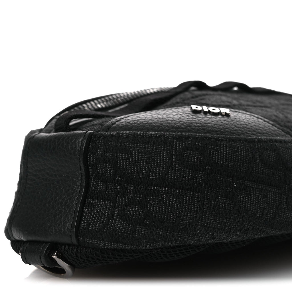 Grained Calfskin Oblique Scarab Sling Bag Black
