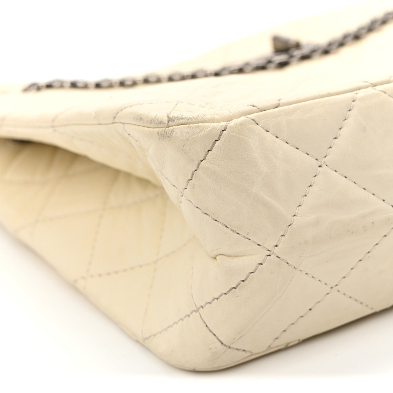 Aged Calfskin Quilted Reissue 2.55 Tote Ivory