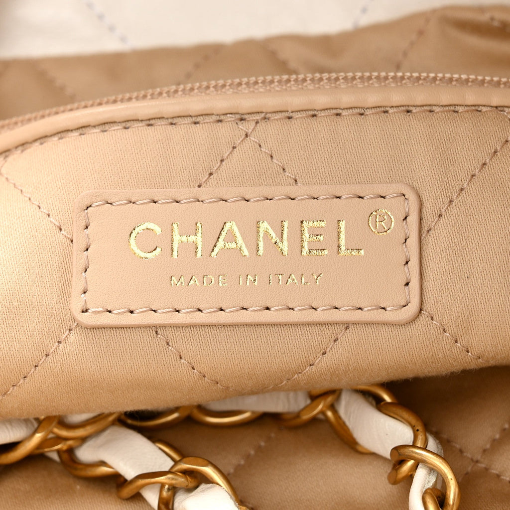 Shiny Calfskin Quilted Small Chanel 22 White