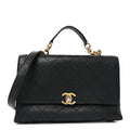 Caviar Diamond Stitched Small Top Handle Flap Black