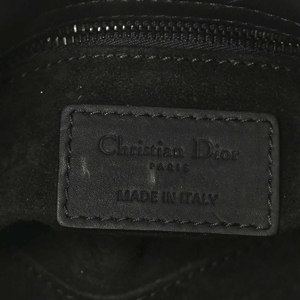 Ultra Matte Calfskin Cannage Mini Lady Dior Black