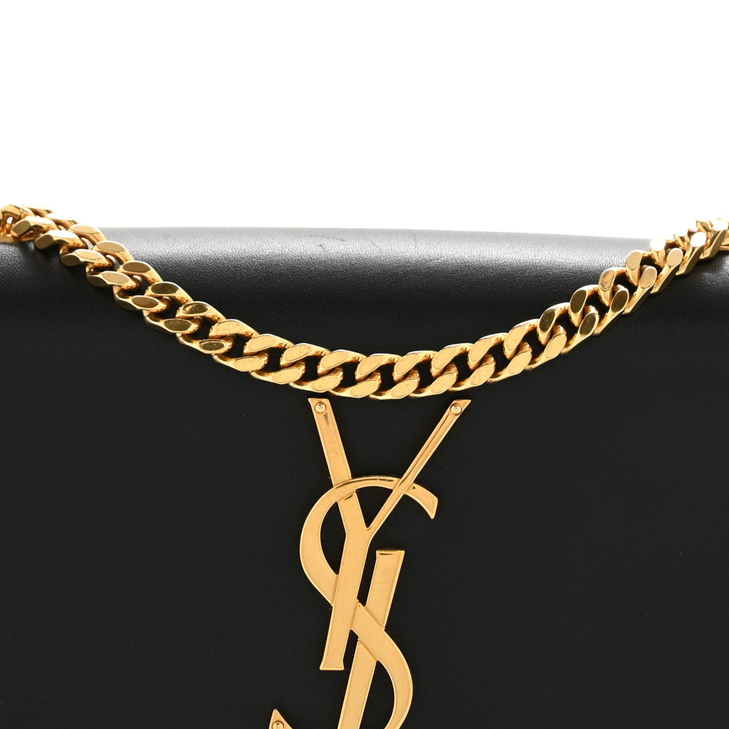 Calfskin Small Classic Monogram Kate Tassel Satchel Black