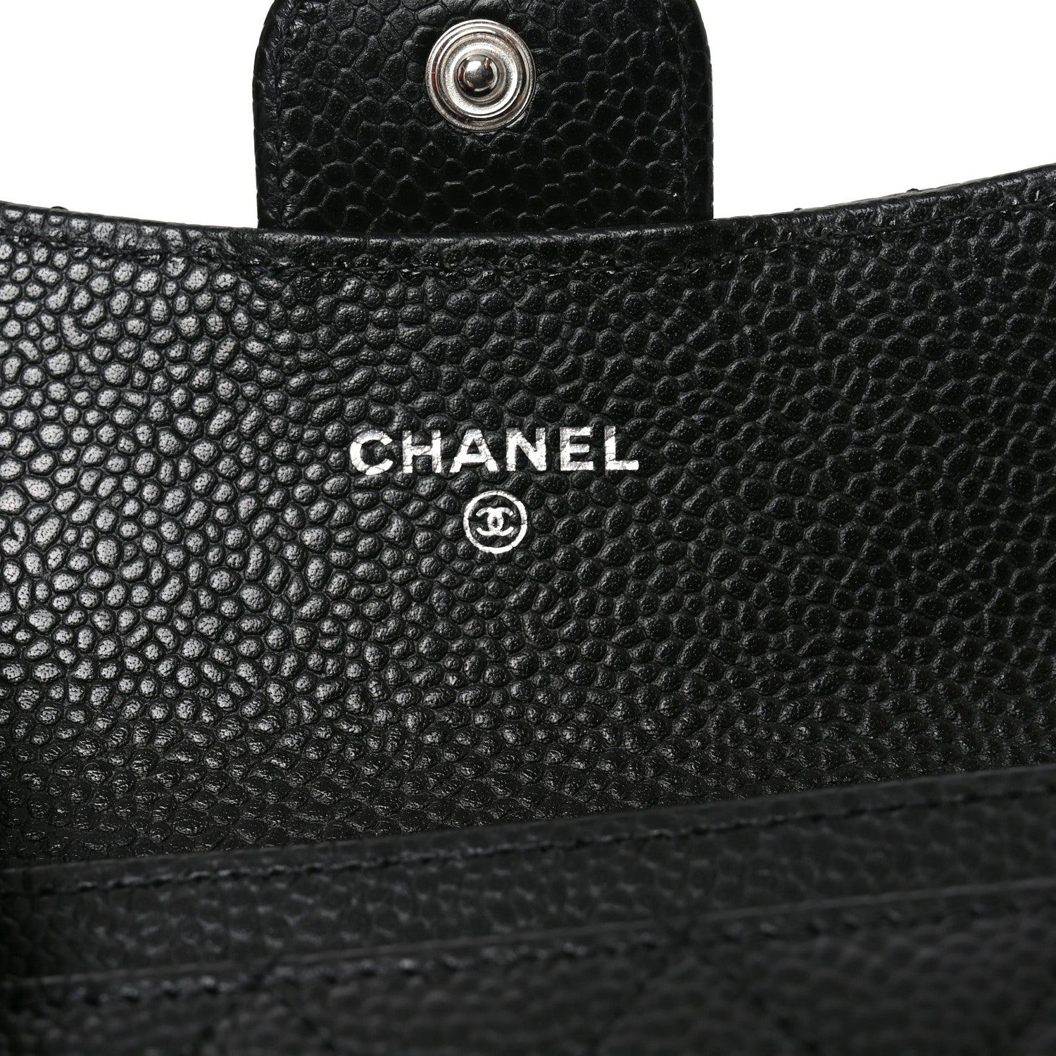 Caviar Quilted Flap Card Holder Black