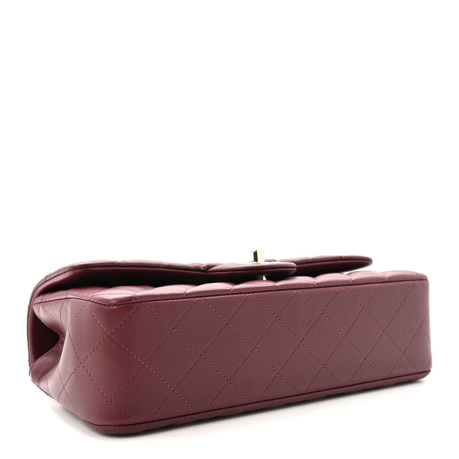 Lambskin Quilted Top Handle East West Flap Dark Burgundy
