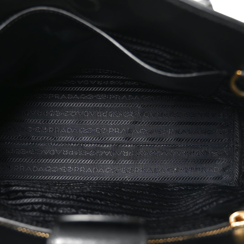 Saffiano Soft Calfskin Small Zippered Tote Black