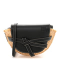 Calfskin Raffia Mini Gate Crossbody Bag Natural Black