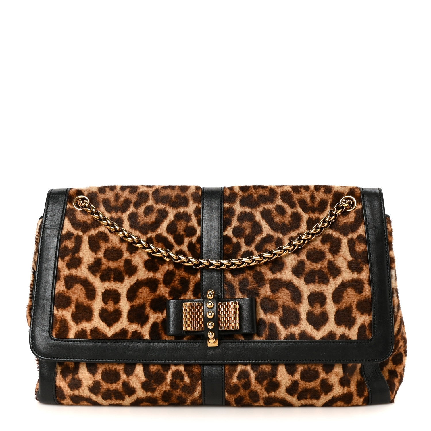 Pony Hair Leopard Print Sweet Charity Shoulder Bag Black
