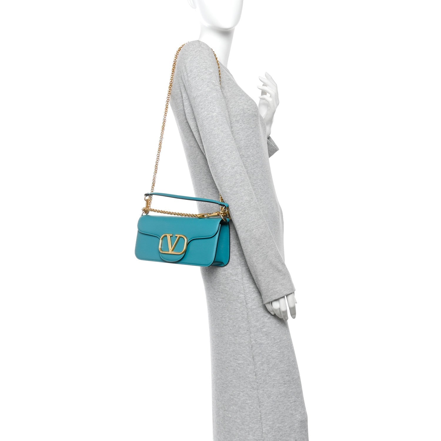 Calfskin Vlogo Loco Shoulder Bag Marine Green