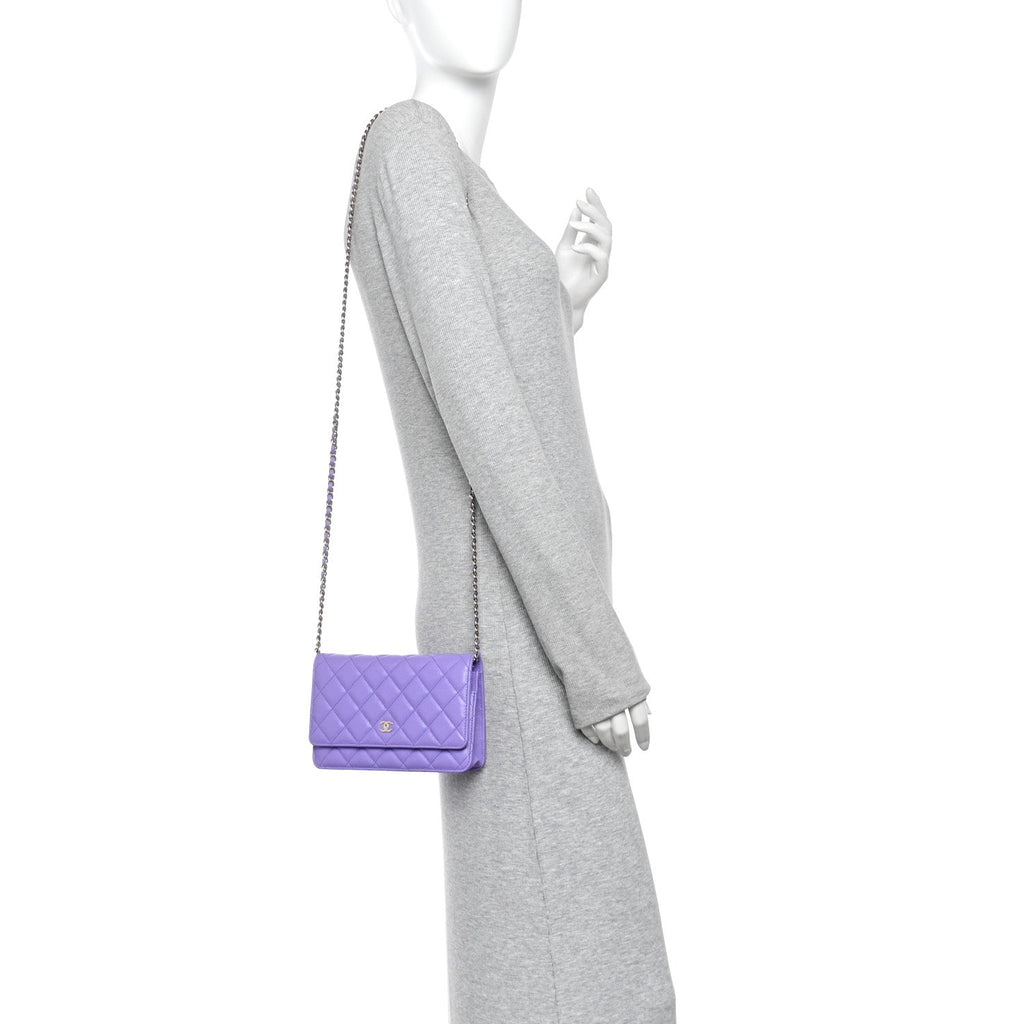 Caviar Quilted Wallet On Chain WOC Purple