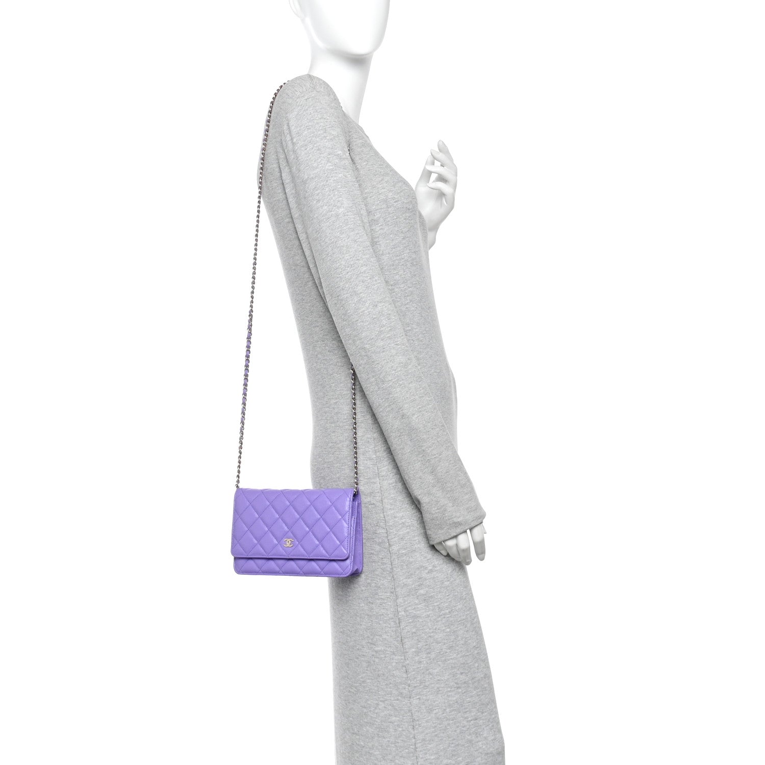 Caviar Quilted Wallet On Chain WOC Purple