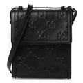 Calfskin GG Tennis Embossed Messenger Bag Black