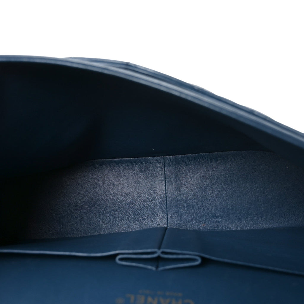 Lambskin Quilted Maxi Double Flap Blue