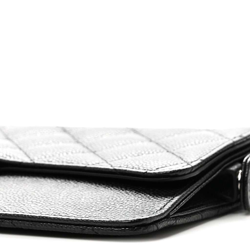 Caviar Quilted Classic Pouch With Handle Black