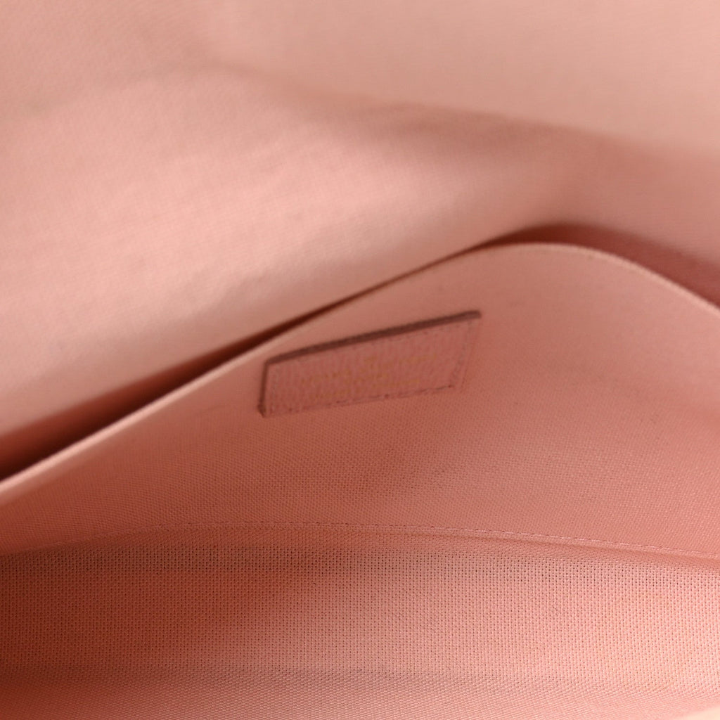 Damier Azur Pochette Felicie Chain Wallet Rose Ballerine