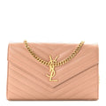 Grain De Poudre Matelasse Chevron Monogram Chain Wallet Vintage Peach