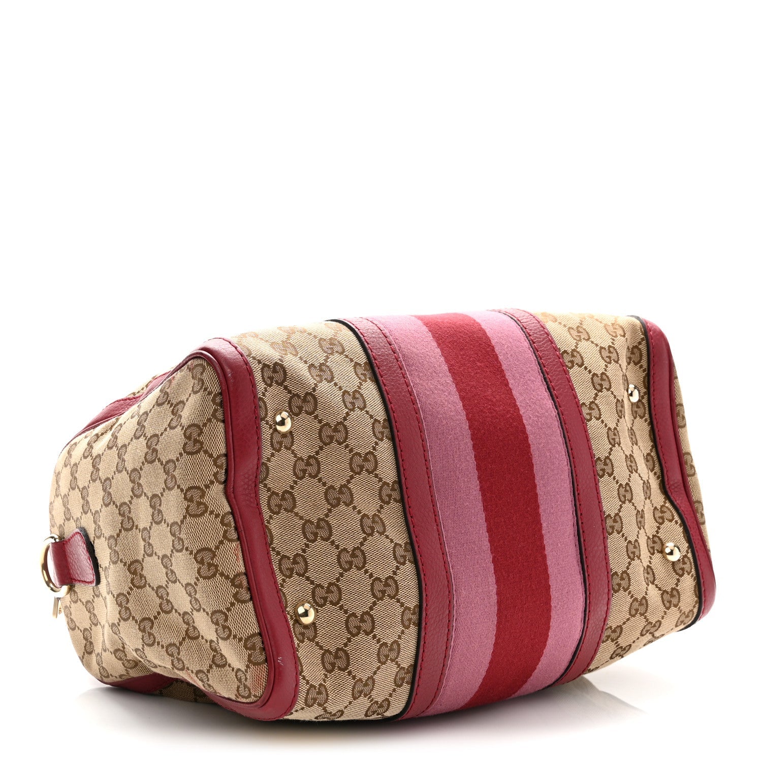 Monogram Cellarius Calfskin Vintage Web Medium Boston  Beige Ebony Soft Burgundy Peonia Flower