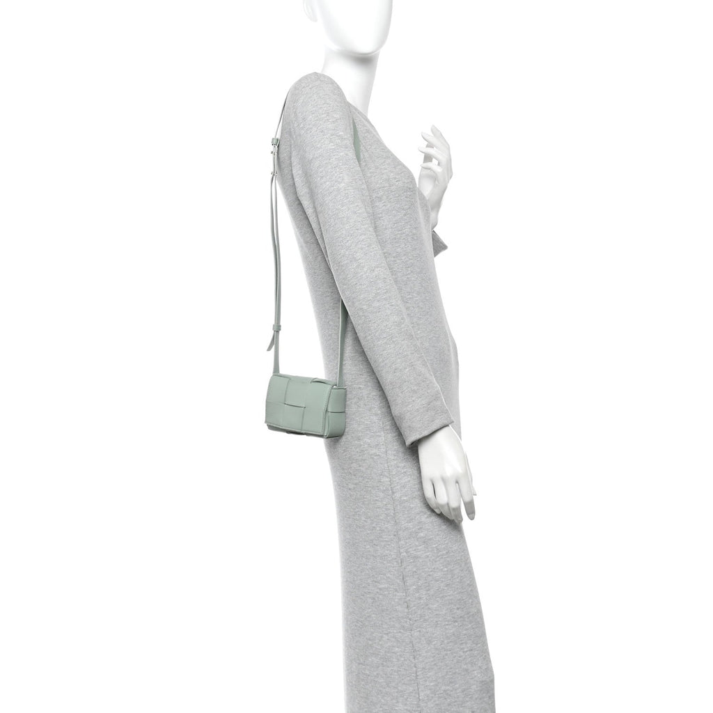 Lambskin Maxi Intreccio Candy Cassette Crossbody Bag Sage