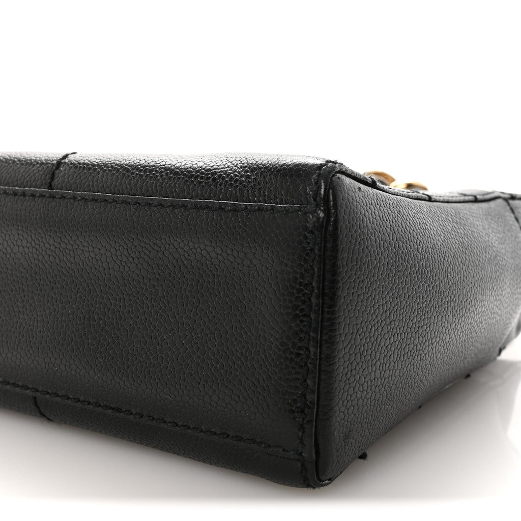 Caviar Stitched Chocolate Bar Shopping Tote Black