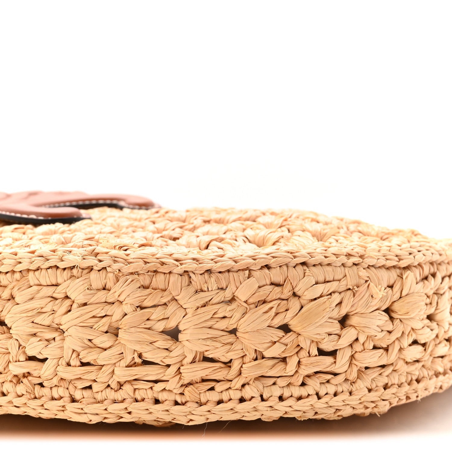 Raffia Calfskin Triomphe Panier Hobo Bag Natural Tan