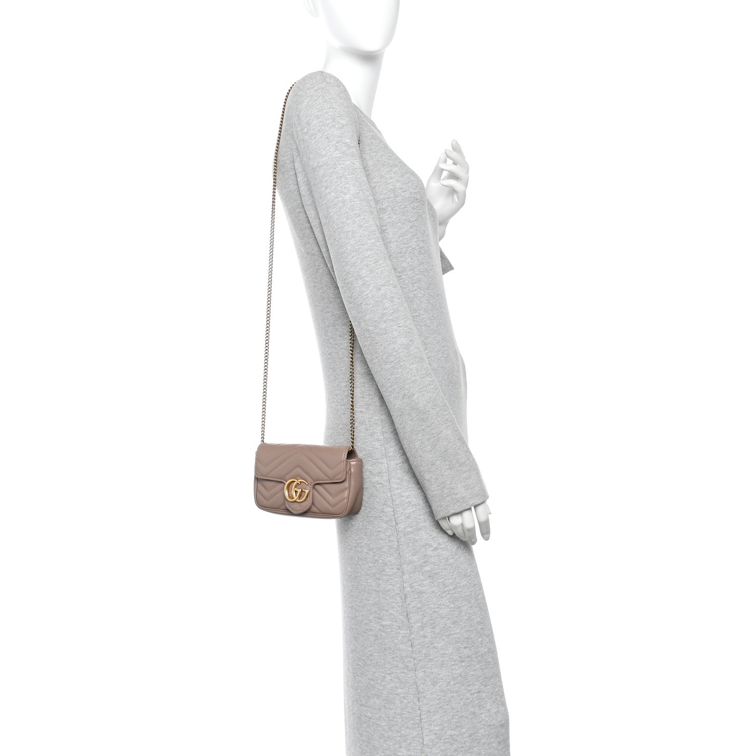 Calfskin Matelasse Super Mini GG Marmont Shoulder Bag Porcelain Rose