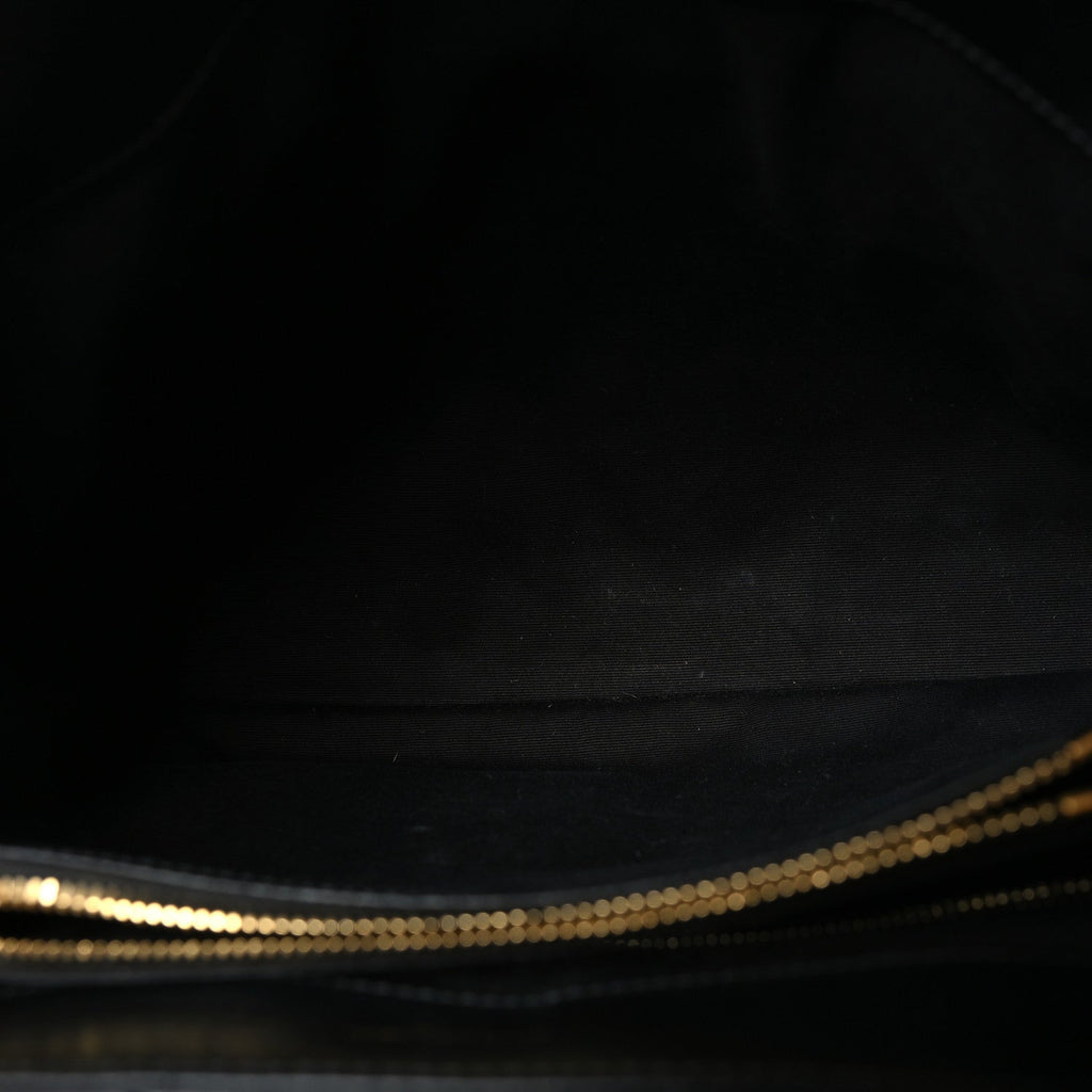 Calfskin Y Quilted Monogram Medium Loulou Chain Satchel Black Black