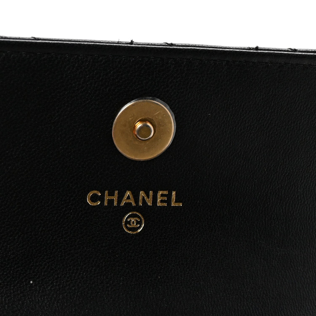 Lambskin Quilted Pearl Crush Flap With Chain Black