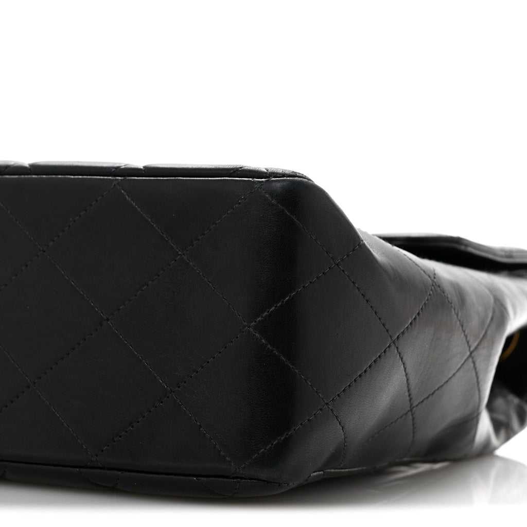 Lambskin Quilted XL Jumbo Single Flap Black