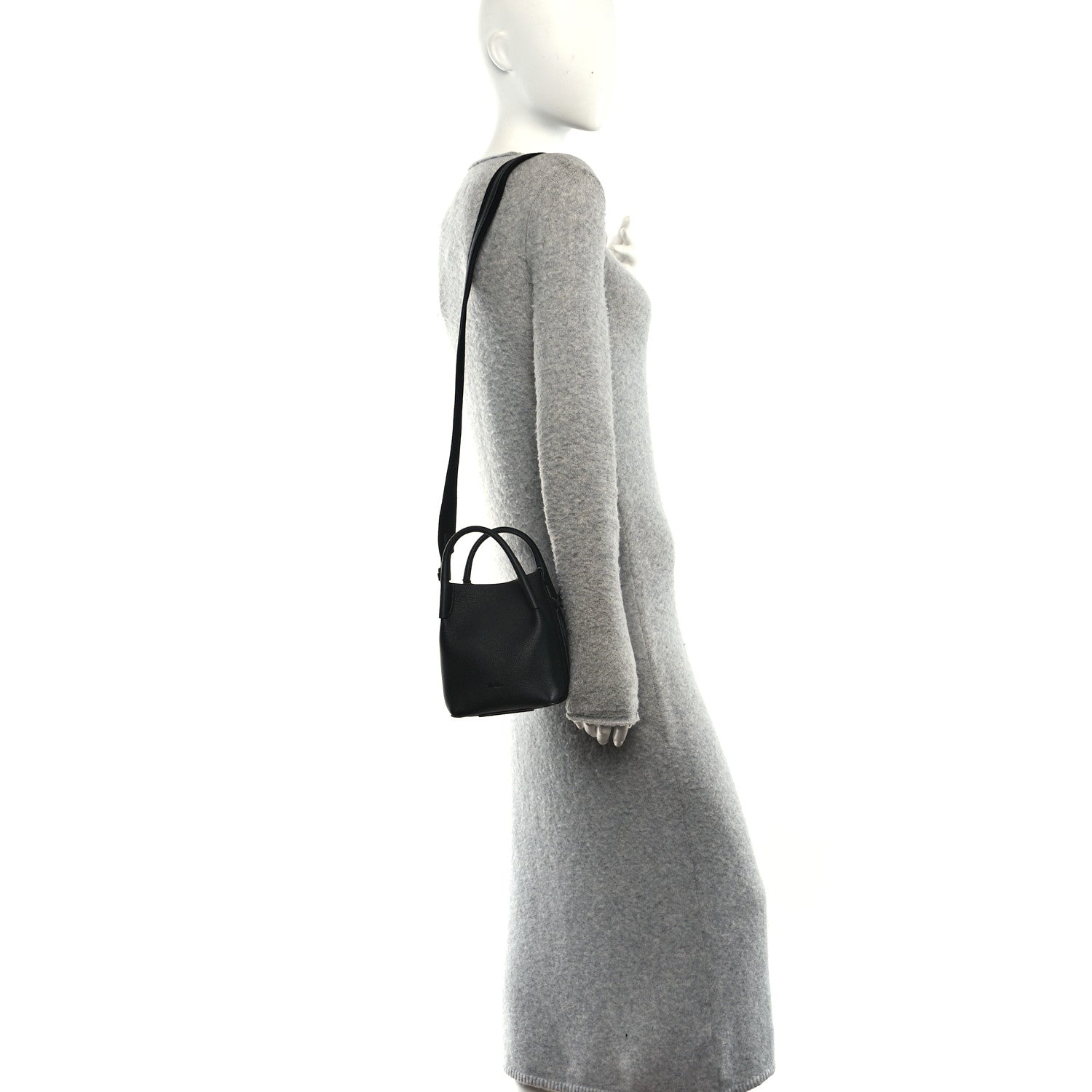 Grained Calfskin Micro Bale Bag Black