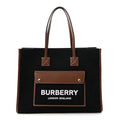 Canvas Smooth Calfskin Medium Two Tone Freya Tote Black Tan