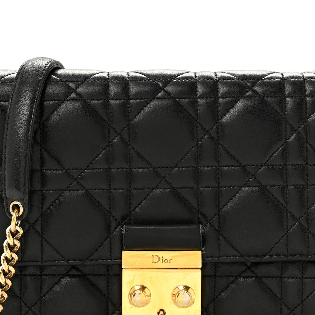 Lambskin Cannage Miss Dior Promenade Pouch Black