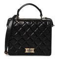 Glazed Calfskin Quilted Rita Top Handle Flap Black
