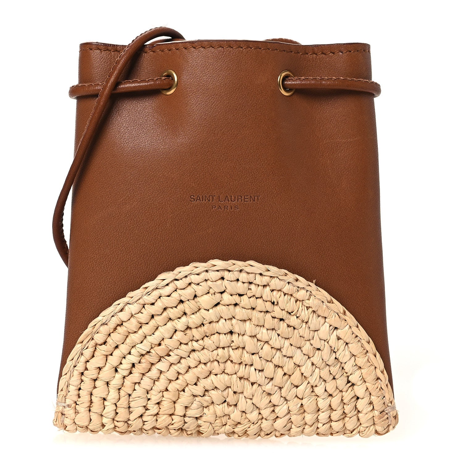 Raffia Cassandre Mini Pochon Crossbody Bag Brick Natural