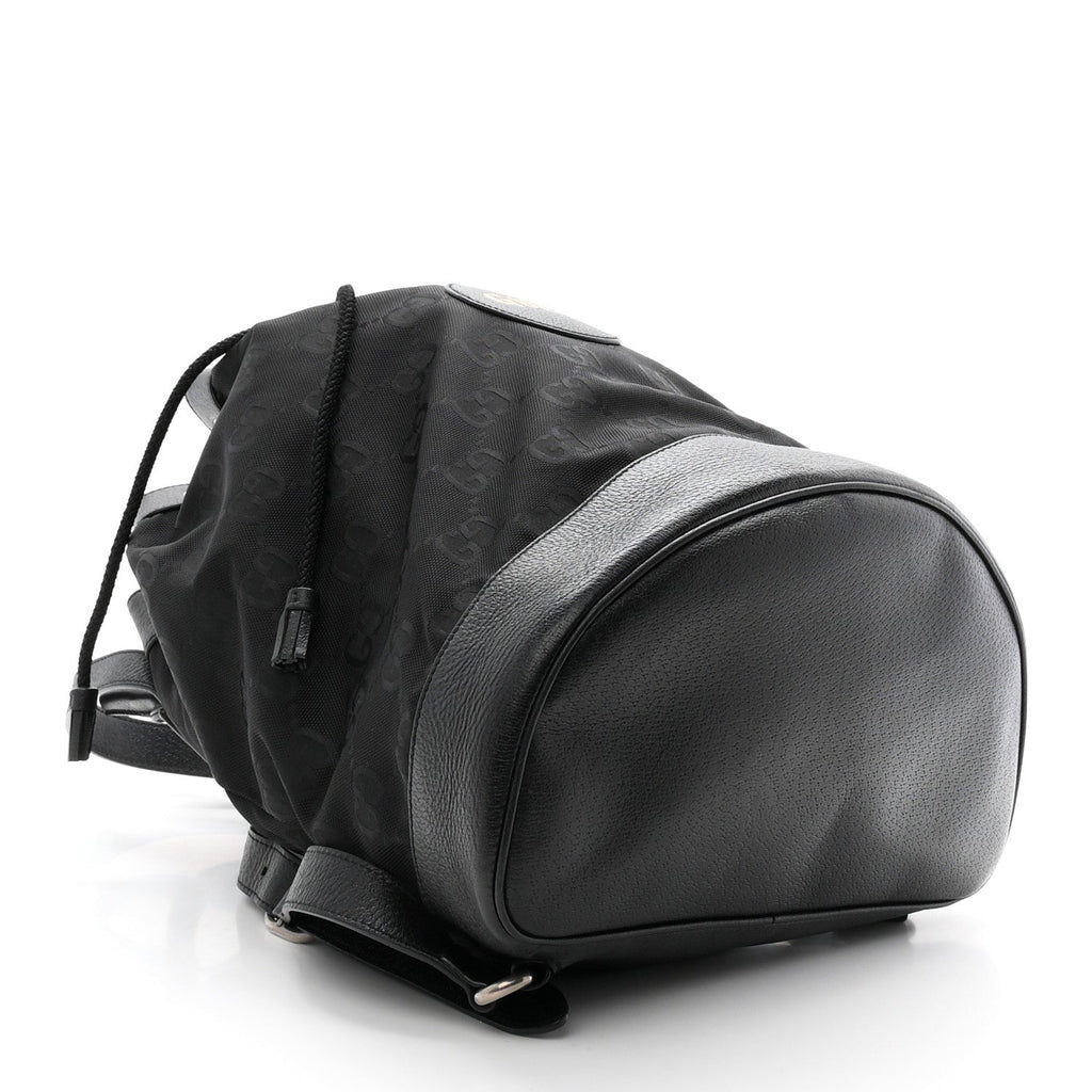 Econyl Nylon Monogram Off The Grid Drawstring Bucket Backpack Black