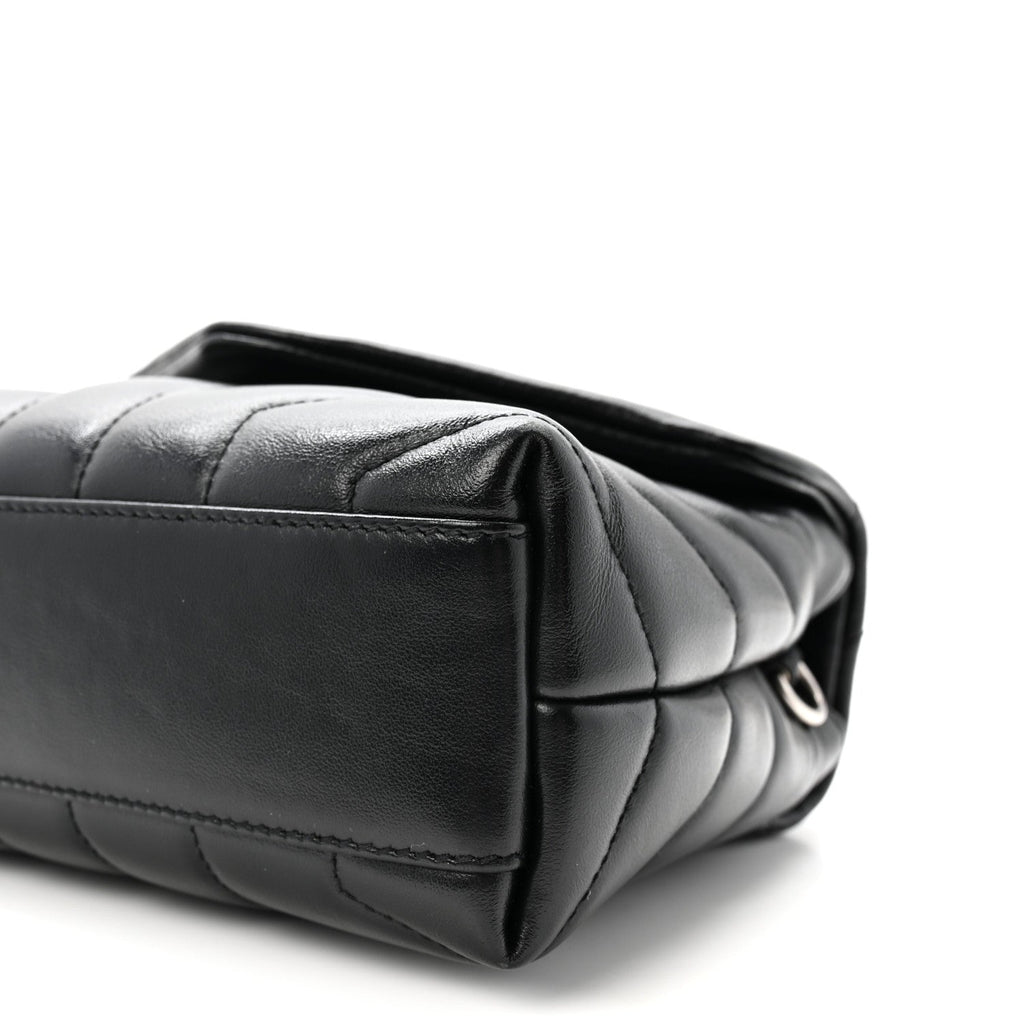 Calfskin Y Quilted Monogram Toy Loulou Crossbody Bag Black