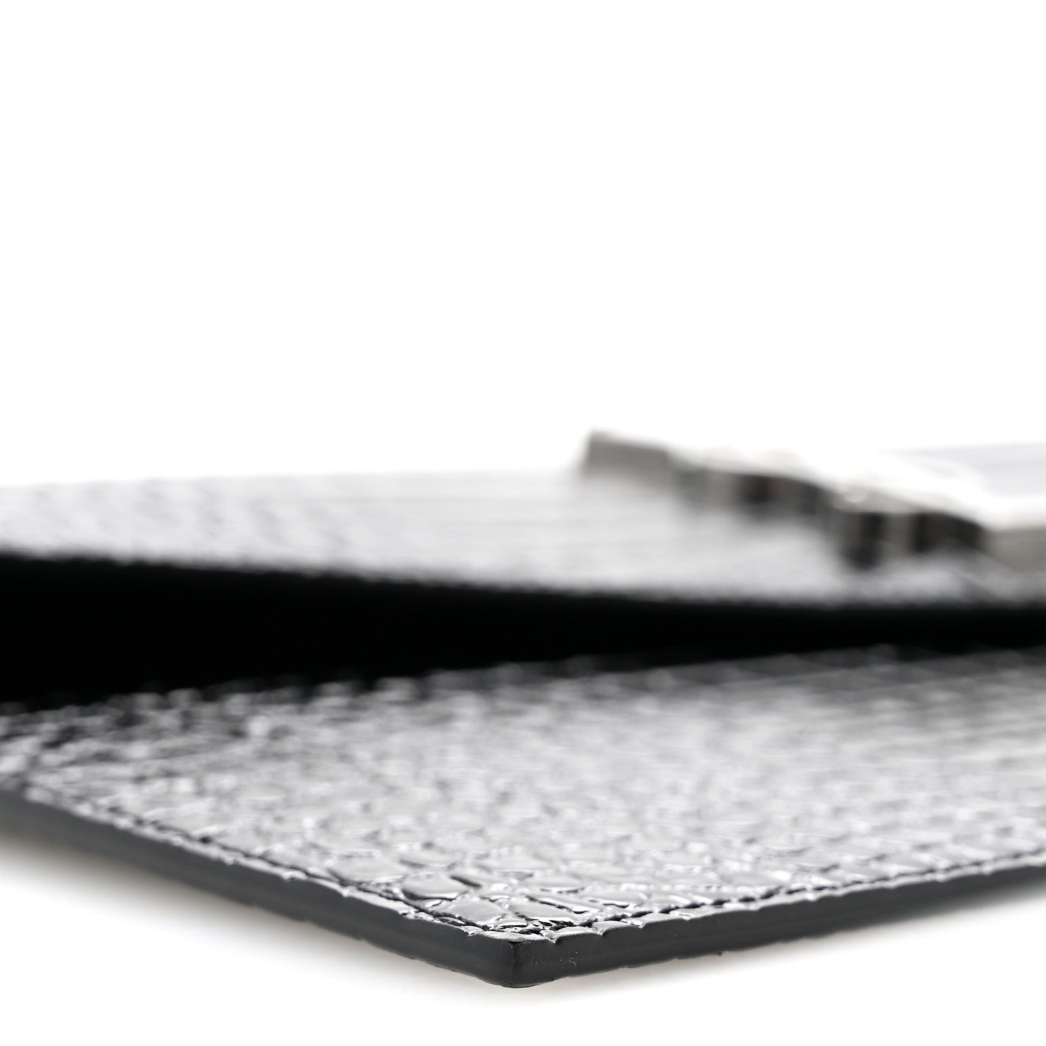 Calfskin Crocodile Embossed Uptown Monogram Clutch Black