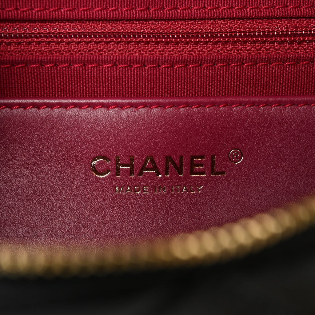 Lambskin Pearl Quilted CC Belt Bag Black