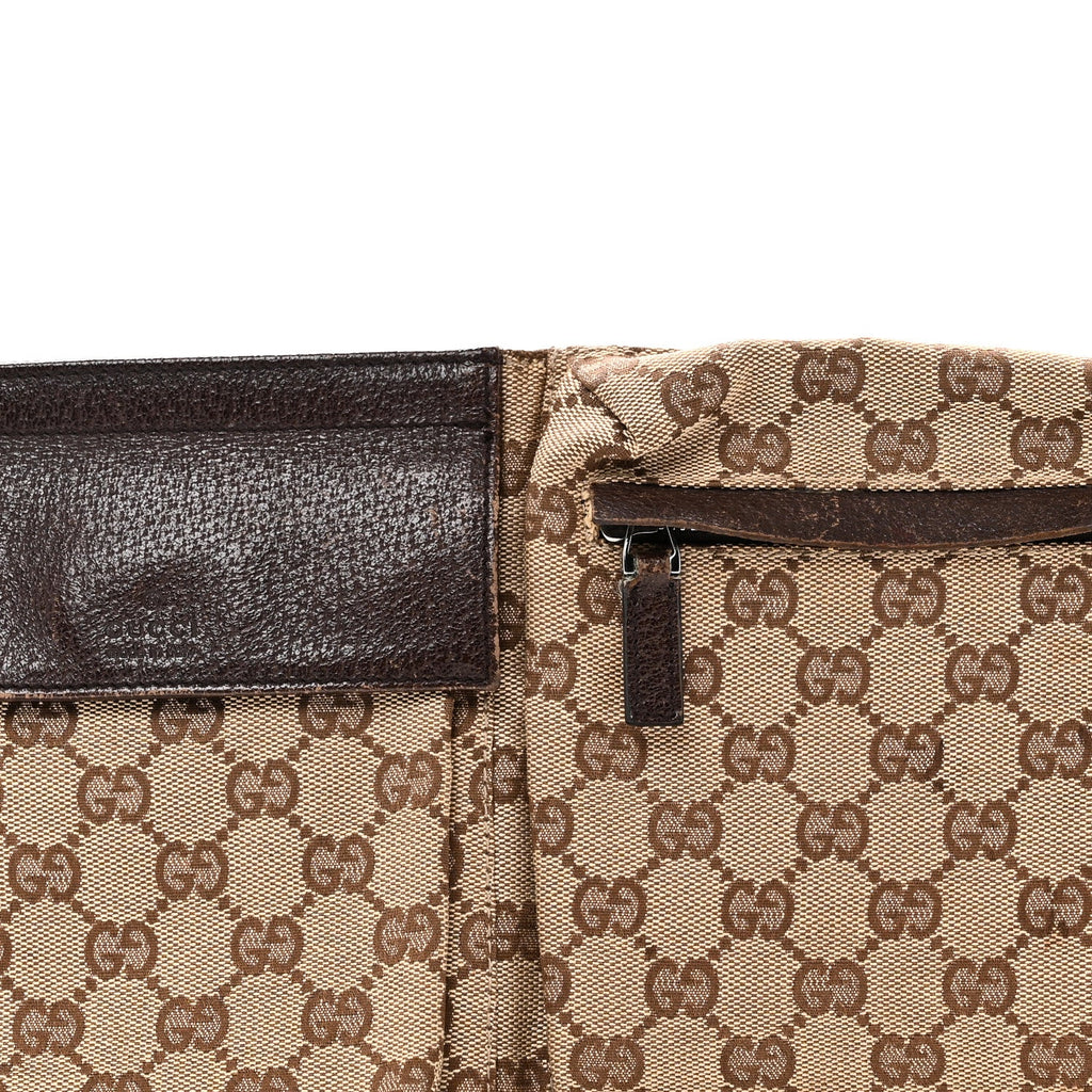 GG Monogram Double Pocket Belt Bag Dark Brown