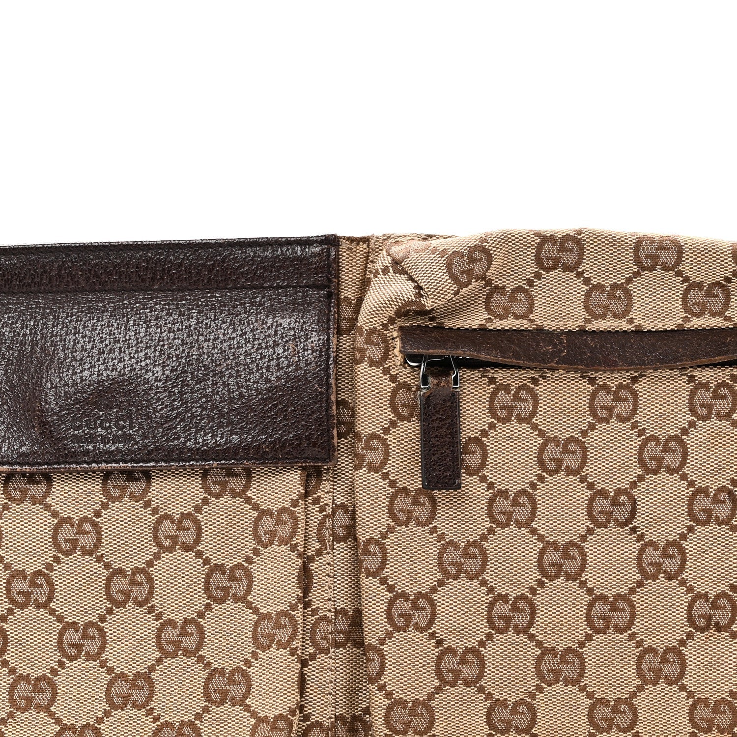 GG Monogram Double Pocket Belt Bag Dark Brown